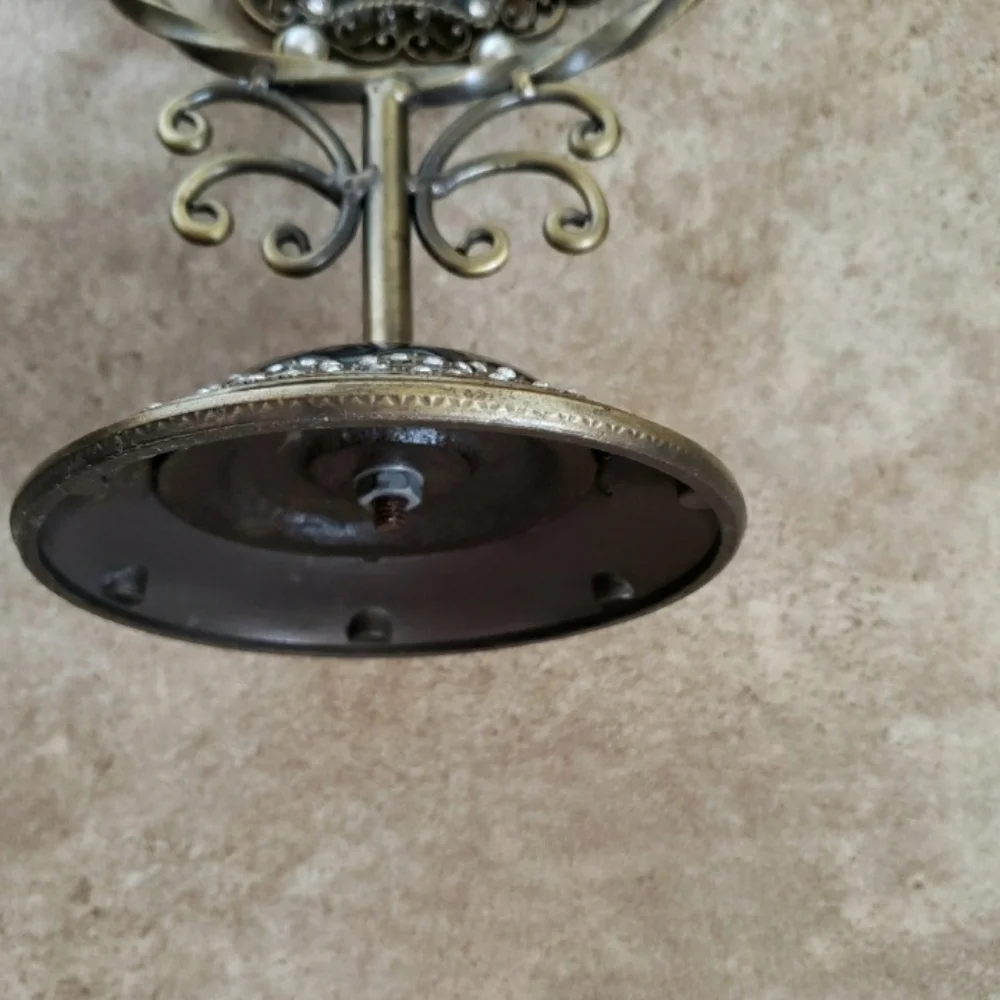 Antique Bronze Carved Pearled Gemstone Pedestal Mirror
